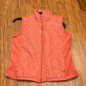Orange Fleece-Quilted Women's Vest perfect for Fall